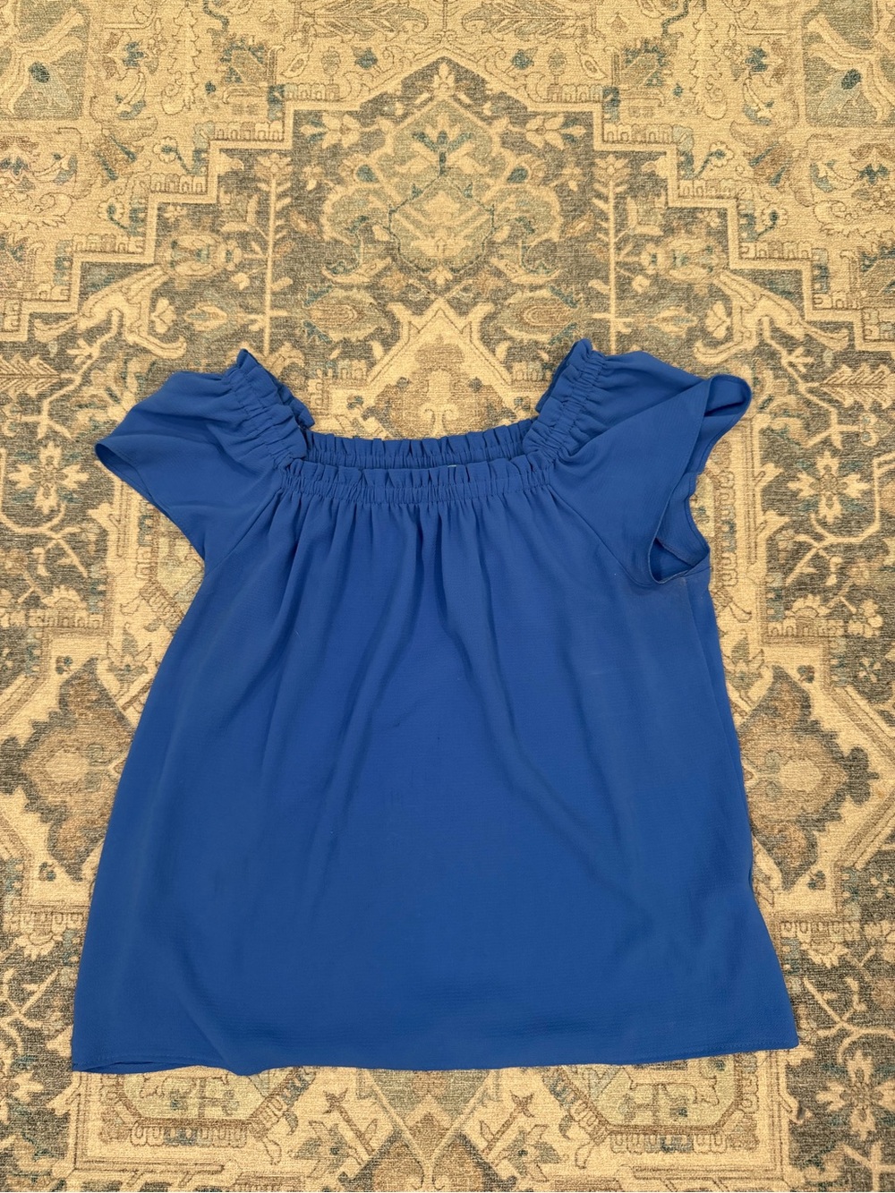 CeCe Royal Blue Ruffle-Neck Top - Picture 2 of 2